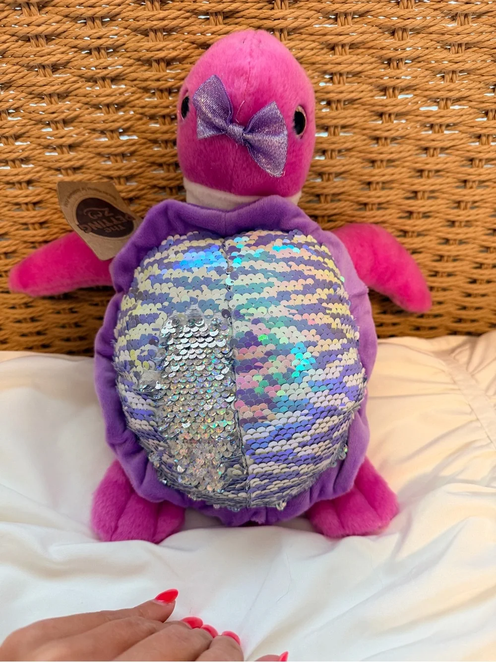 Plush Pink & Purple Sequin Turtle Stuffed Animal Toy